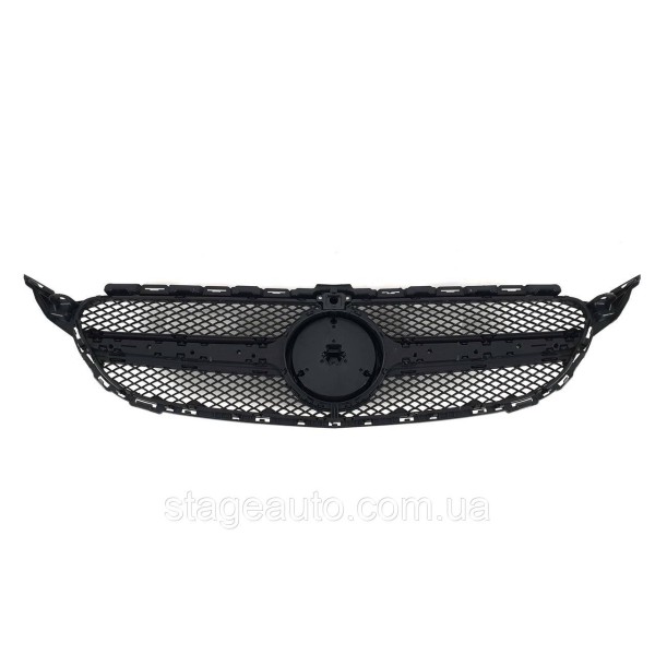 Решетка радиатора на Mercedes C-Class W205 2014-2018 год AMG стиль Black ( с местом под камеру )
