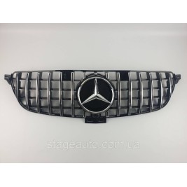 Решетка радиатора на Mercedes GLE-Class W166 2015-2018 год GT Panamericana ( Черная с вертикальными хром полос