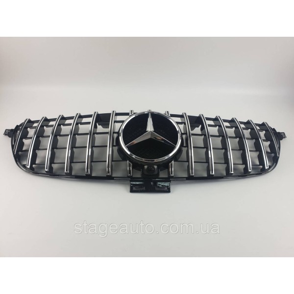 Решетка радиатора на Mercedes GLE-Class W166 2015-2018 год GT Panamericana ( Черная с вертикальными хром полос