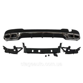 Диффузор на Mercedes E-Class W212 2013-2016 года Черный с хромом + хром насадками ( стиль E63 AMG )