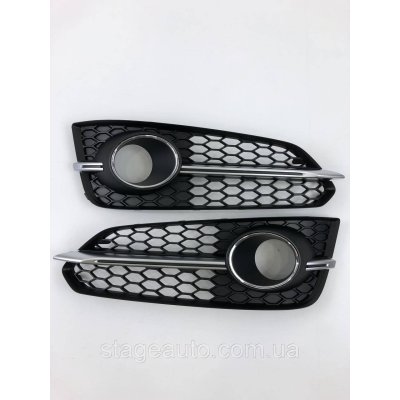 Front bumper grilles Audi A8 2014-2017 Black with gray insert (S-Line)