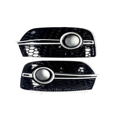 Решітки переднього бампера в стилі S-Line на Audi Q3 8U 2011-2014 рік Чорна з сірою вставкою (без місць під па