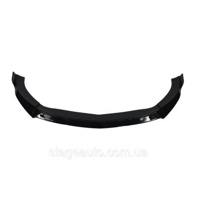 Накладка на передній бампер спідниця на Mercedes CLA-Class C117 2013-2017 рік (Чорний глянцевий )