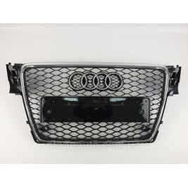 Решетка радиатора Audi A4 2007-2011год Черная с хром рамкой (в стиле RS)
