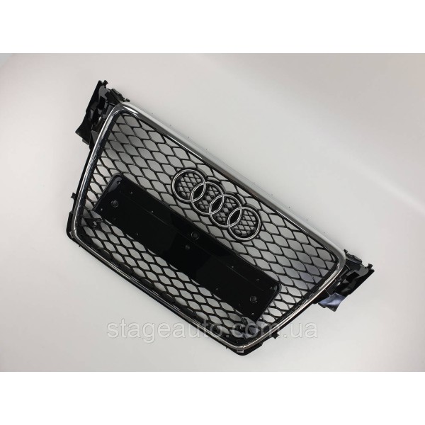 Решетка радиатора Audi A4 2007-2011год Черная с хром рамкой (в стиле RS)