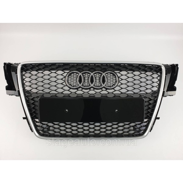 Решетка радиатора Audi A5 2007-2011год Черная с серой рамкой (в стиле RS)