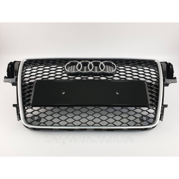 Решетка радиатора Audi A5 2007-2011год Черная с серой рамкой (в стиле RS)
