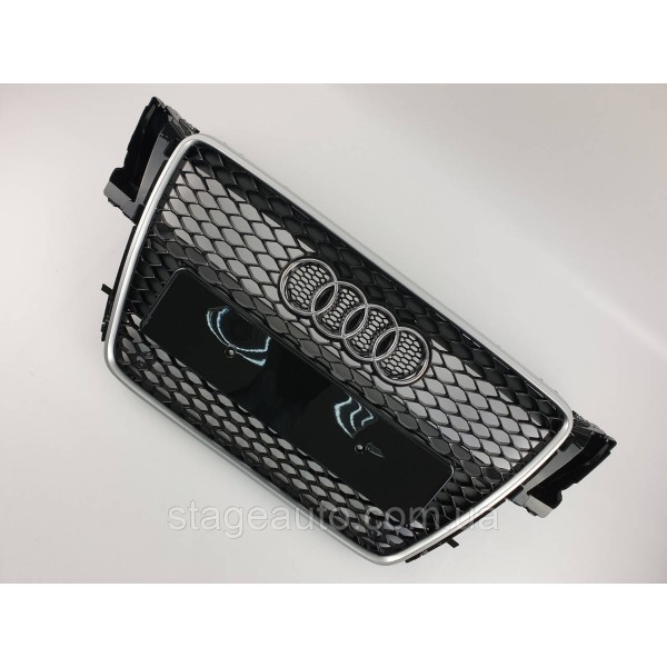 Решетка радиатора Audi A5 2007-2011год Черная с серой рамкой (в стиле RS)