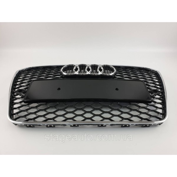Решетка радиатора Audi A5 2011-2016год Черная с хром рамкой (в стиле RS)