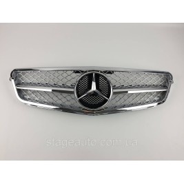 Решетка радиатора на Mercedes C-Class W204 2007-2014 год AMG стиль ( Хром )