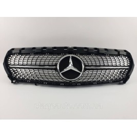 Решетка радиатора на Mercedes CLA-Class C117 2013-2017 год Diamond ( Черная с хром вставками )