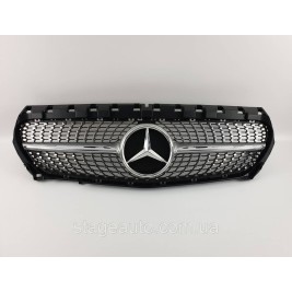 Решетка радиатора на Mercedes CLA-Class C117 2013-2017 год Diamond ( Серая с хром вставками )