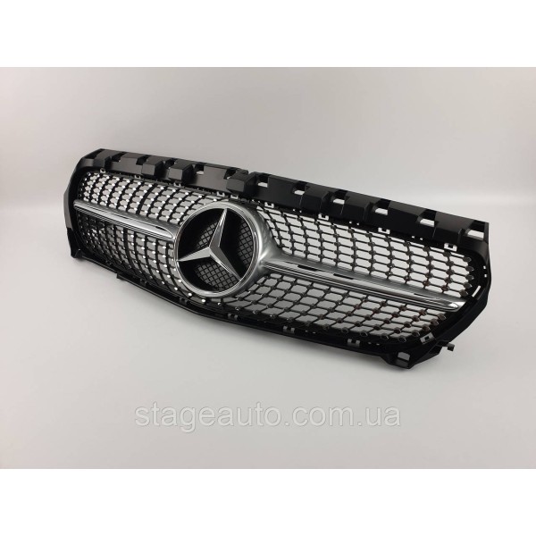 Решетка радиатора на Mercedes CLA-Class C117 2013-2017 год Diamond ( Серая с хром вставками )