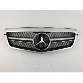 Решетка радиатора на Mercedes E-Class W212 2009-2013 год AMG стиль ( Серая с черными вставками )