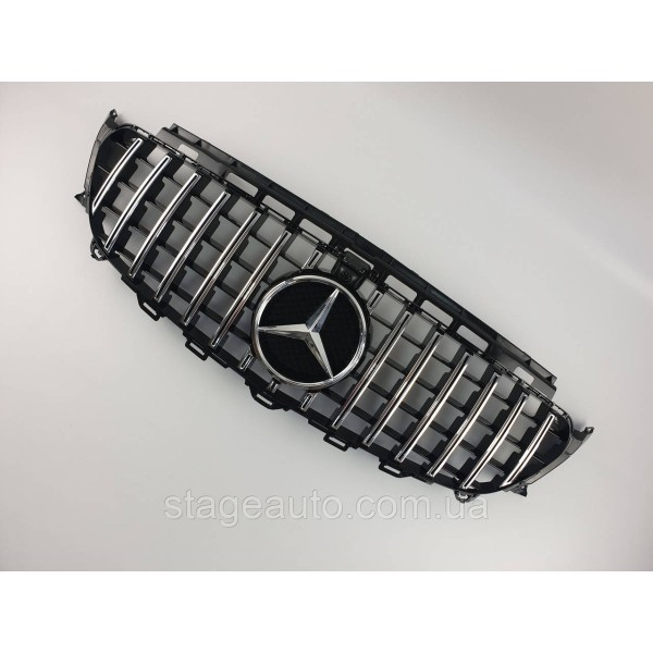 Решетка радиатора на Mercedes E-Class W213 2016-2020 год GT Panamericana ( Черная с вертикальными хром полоска