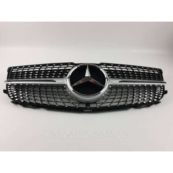 Решетка радиатора на Mercedes GLK-Class X204 2012-2015 год Diamond ( Черная с серым и элементами хрома )