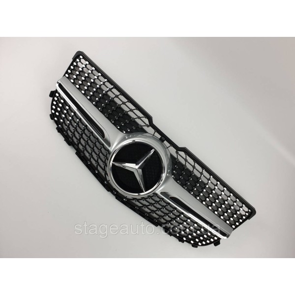 Решетка радиатора на Mercedes GLK-Class X204 2012-2015 год Diamond ( Черная с серым и элементами хрома )
