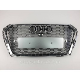 Решетка радиатора Audi A4 2015-2019год Серая с хром рамкой (в стиле RS)