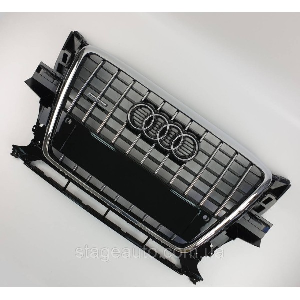 Решетка радиатора Audi Q5 2008-2012год Черная с хромом (в стиле S-Line)