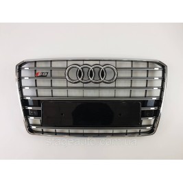 Решетка радиатора Audi A8 2014-2017год Черная с хромом (в стиле S-Line)