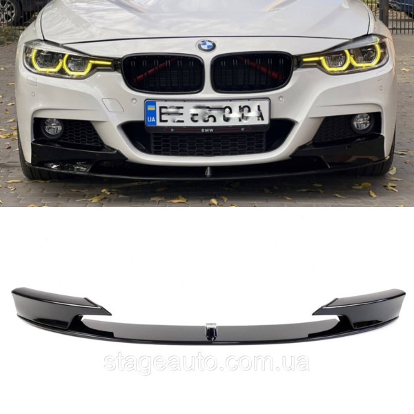 Губа на BMW 3 Series F30 2012-2018 года M-performance ( Черный глянец ) V1