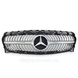 Решетка радиатора на Mercedes CLA-Class C117 2017-2019 год Diamond ( Серая с хром вставками )