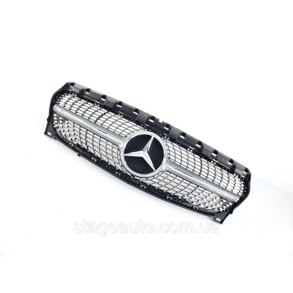Решетка радиатора на Mercedes CLA-Class C117 2017-2019 год Diamond ( Серая с хром вставками )