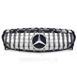 Решетка радиатора на Mercedes CLA-Class C117 2017-2019 год GT Panamericana ( Черная с вертикальными хром полос