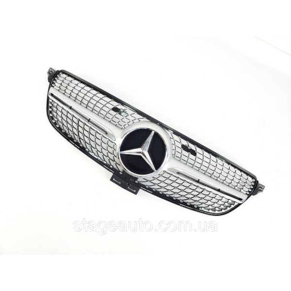 Решетка радиатора на Mercedes GLE-Class W166 2015-2018 год Diamond ( Серая с хром вставками )