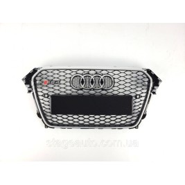 Решетка радиатора Audi A4 2011-2015год Черная с серой рамкой (в стиле RS)