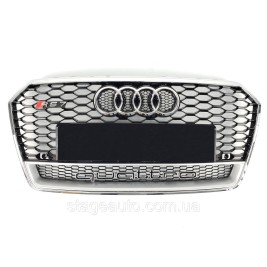 Решетка радиатора Audi A7 2014-2017год Черная с хром рамкой (в стиле RS)