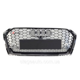Решітка радіатора Audi A5 2016-2020 рік Чорний з хром емблею і камерою (в стилі RS)