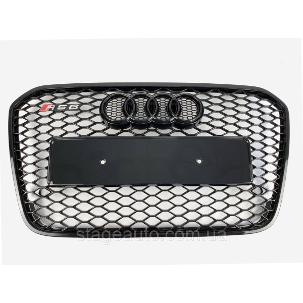 Решетка радиатора Audi A6 2011-2014год Черная (в стиле RS)
