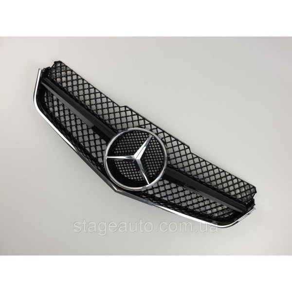 Решетка радиатора на Mercedes E-class Coupe C207 2009-2013 год AMG стиль ( Черная с хром рамкой )