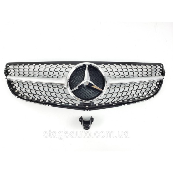 Решетка радиатора на Mercedes E-class Coupe C207 2013-2017 год Diamond ( Серая с хром вставкой )