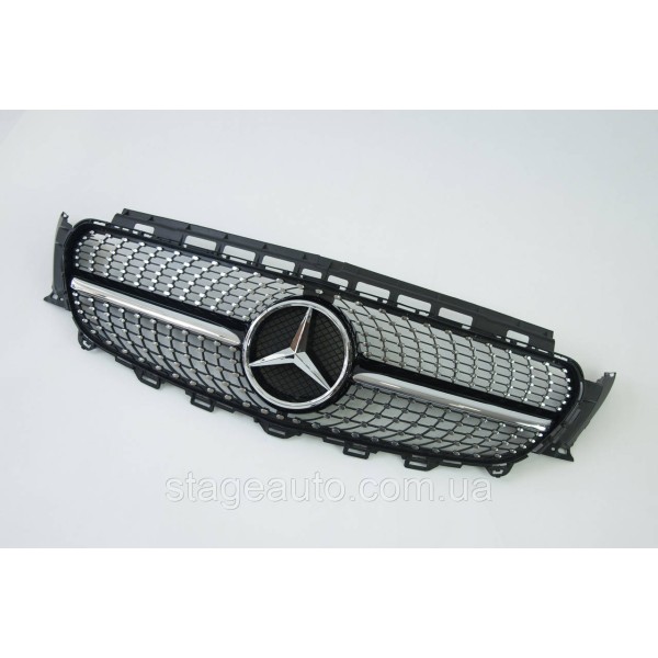 Решетка радиатора на Mercedes E-Class W213 2016-2020 год Diamond ( Черная с хром вставками )