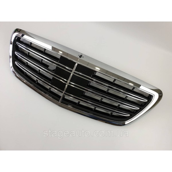 Решетка радиатора на Mercedes S-Class W222 2013-2020 год AMG63 стиль ( Хром с черными вставками )
