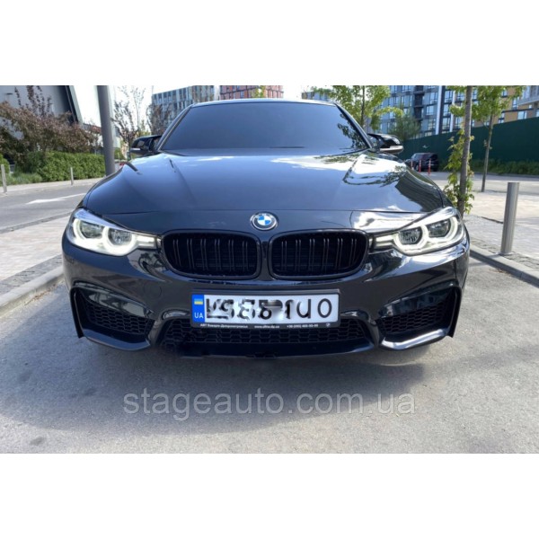 Решетка ноздри BMW БМВ 4 series F32, F33, F36, F80, F82 Черный Глянец 2 ребра Двойные M-Look