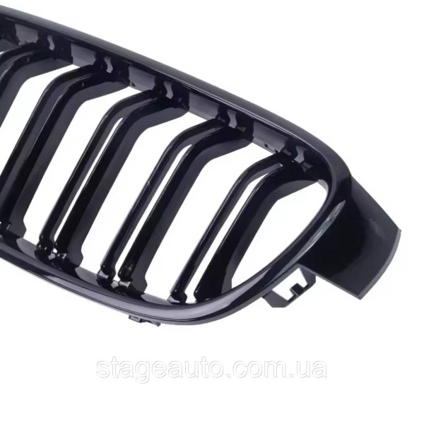 Решетка ноздри BMW БМВ 4 series F32, F33, F36, F80, F82 Черный Глянец 2 ребра Двойные M-Look