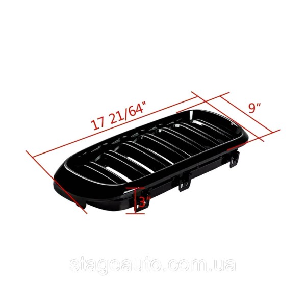 Решетка ноздри BMW БМВ X5 X6 series F15, F16 Черный Глянец 2 ребра Двойные M-Look