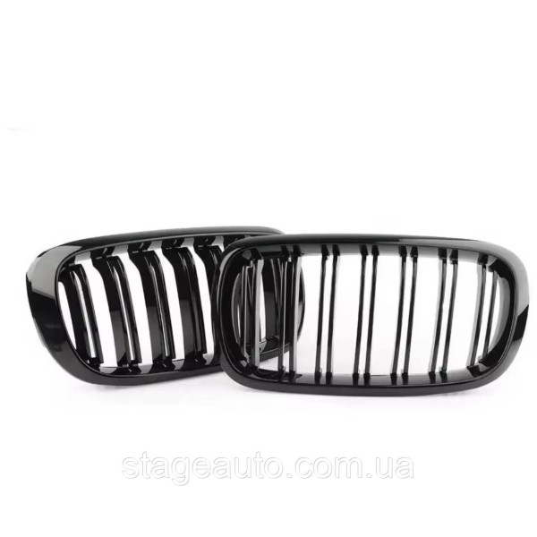 Решетка ноздри BMW БМВ X5 X6 series F15, F16 Черный Глянец 2 ребра Двойные M-Look