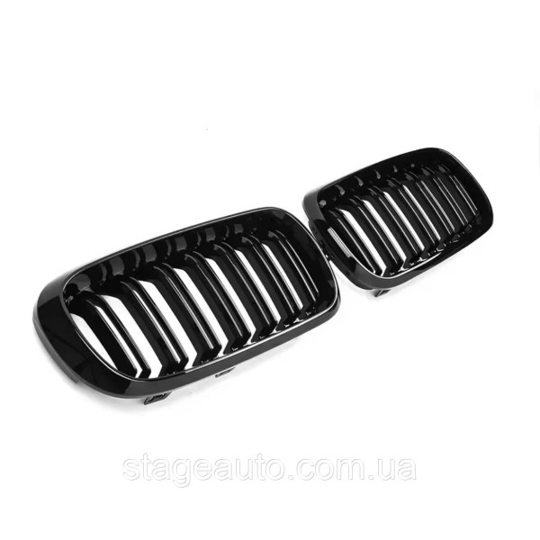 Решетка ноздри BMW БМВ X6 X5 series F16, F15 Черный Глянец 2 ребра Двойные M-Look
