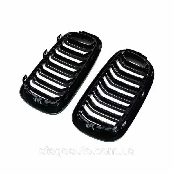 Решетка ноздри BMW БМВ X6 X5 series F16, F15 Черный Глянец 2 ребра Двойные M-Look