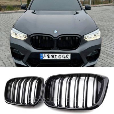 Решітка ноздрі BMW БМВ X3 X4 series G01, G02 Чорний Глянець 2 ребра Подвійні M-Look