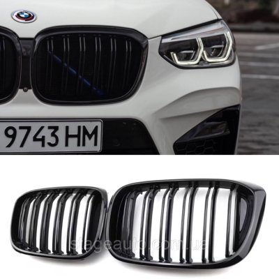 Решітка ноздрі BMW БМВ X4 X3 series G02, G01 Чорний Глянець 2 ребра Подвійні M-Look