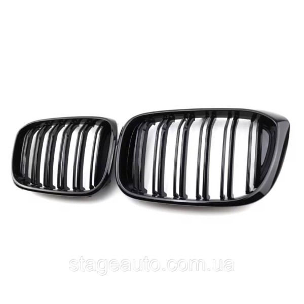 Решетка ноздри BMW БМВ X4 X3 series G02, G01 Черный Глянец 2 ребра Двойные M-Look