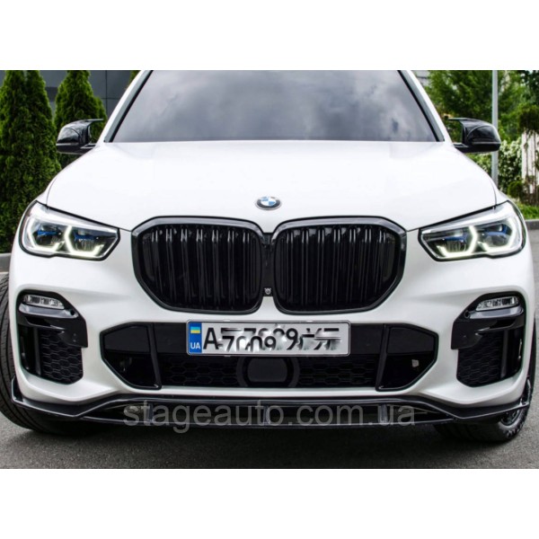 Решетка ноздри BMW БМВ X5 series G05 Черный Глянец 2 ребра Двойные M-Look