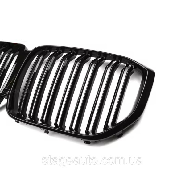 Решетка ноздри BMW БМВ X5 series G05 Черный Глянец 2 ребра Двойные M-Look
