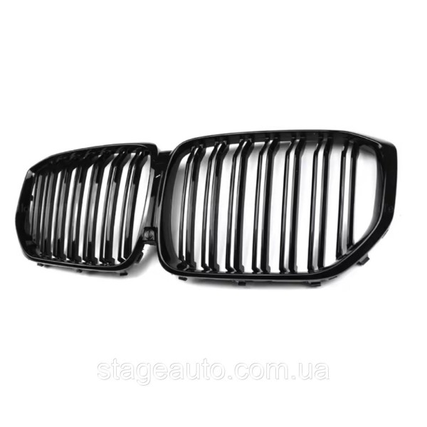 Решетка ноздри BMW БМВ X5 series G05 Черный Глянец 2 ребра Двойные M-Look