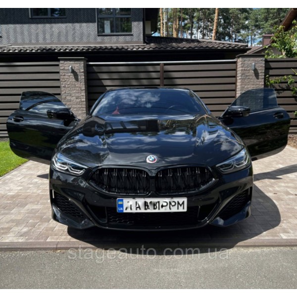 Решетка ноздри BMW БМВ 8 series G14, G15, G16 Черный Глянец 2 ребра Двойные M-Look